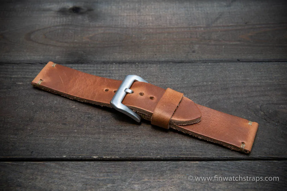 Leather watch strap 3-4 mm thick, Horween Leather, handmade in Finland.