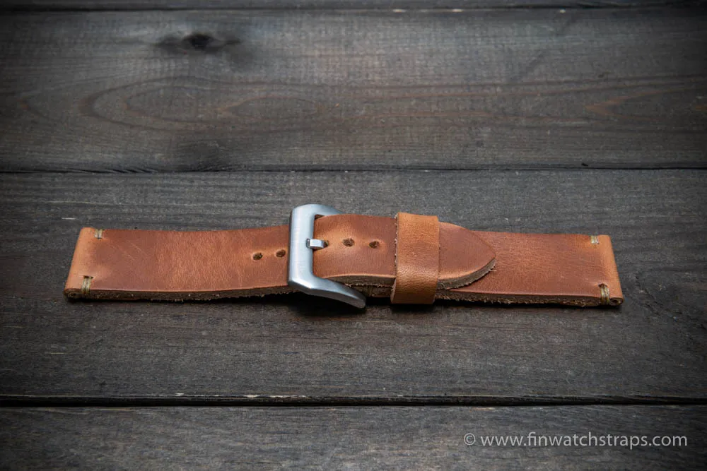 Leather watch strap 3-4 mm thick, Horween Leather, handmade in Finland.