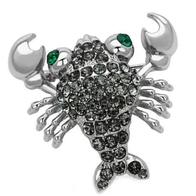 LO2850 - Imitation Rhodium White Metal Brooches with Top Grade Crystal  in Emerald