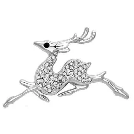 LO2858 - Imitation Rhodium White Metal Brooches with Top Grade Crystal  in Clear