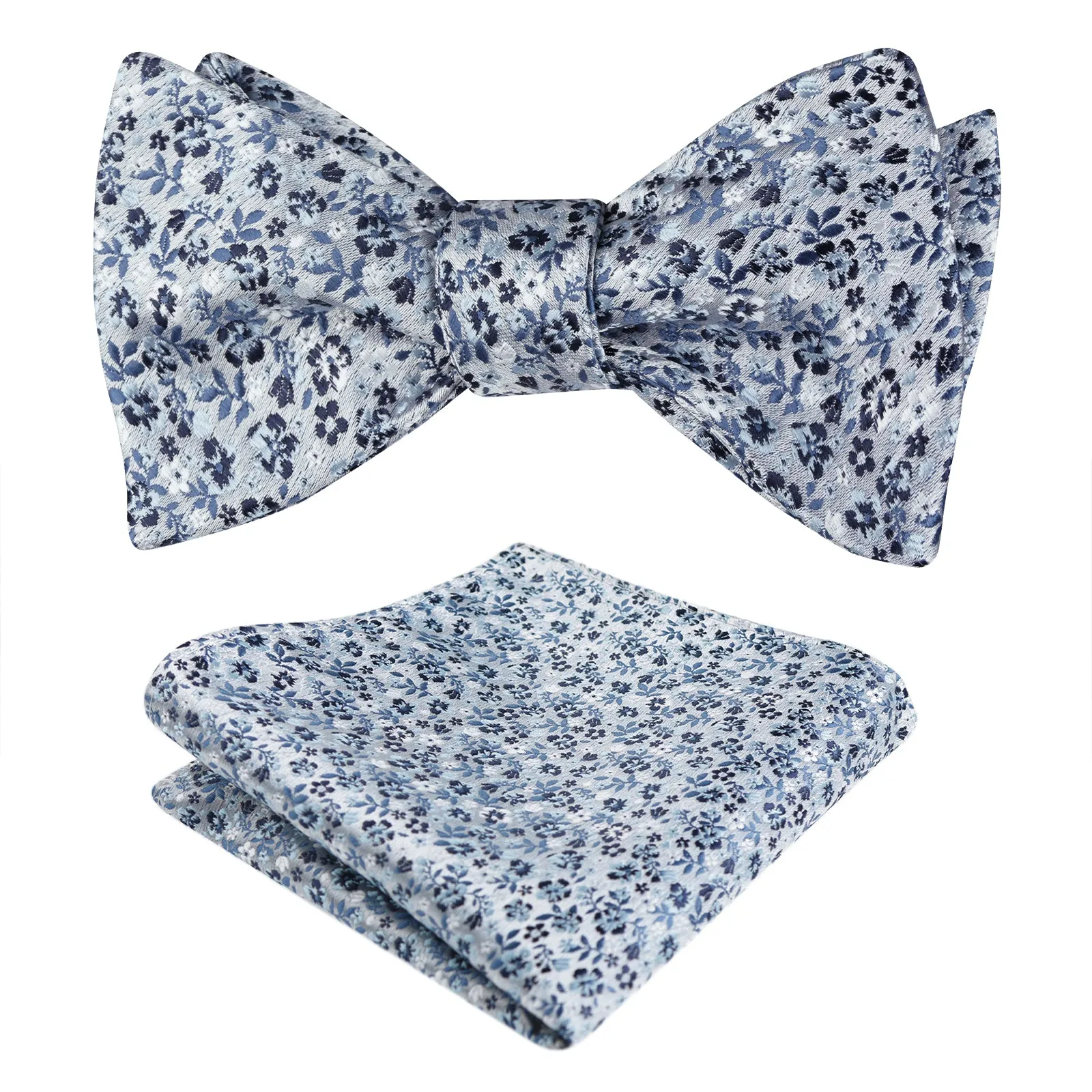 Men's Floral Pattern Self-tied Bow Tie with Pocket Square Colorful Tie Set-045