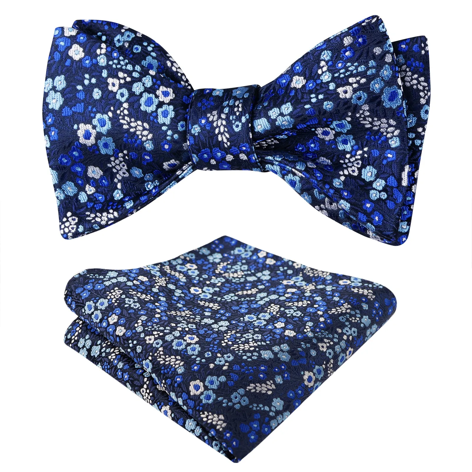 Men's Floral Pattern Self-tied Bow Tie with Pocket Square Colorful Tie Set-045