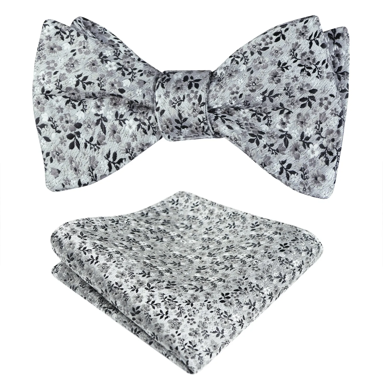 Men's Floral Pattern Self-tied Bow Tie with Pocket Square Colorful Tie Set-045