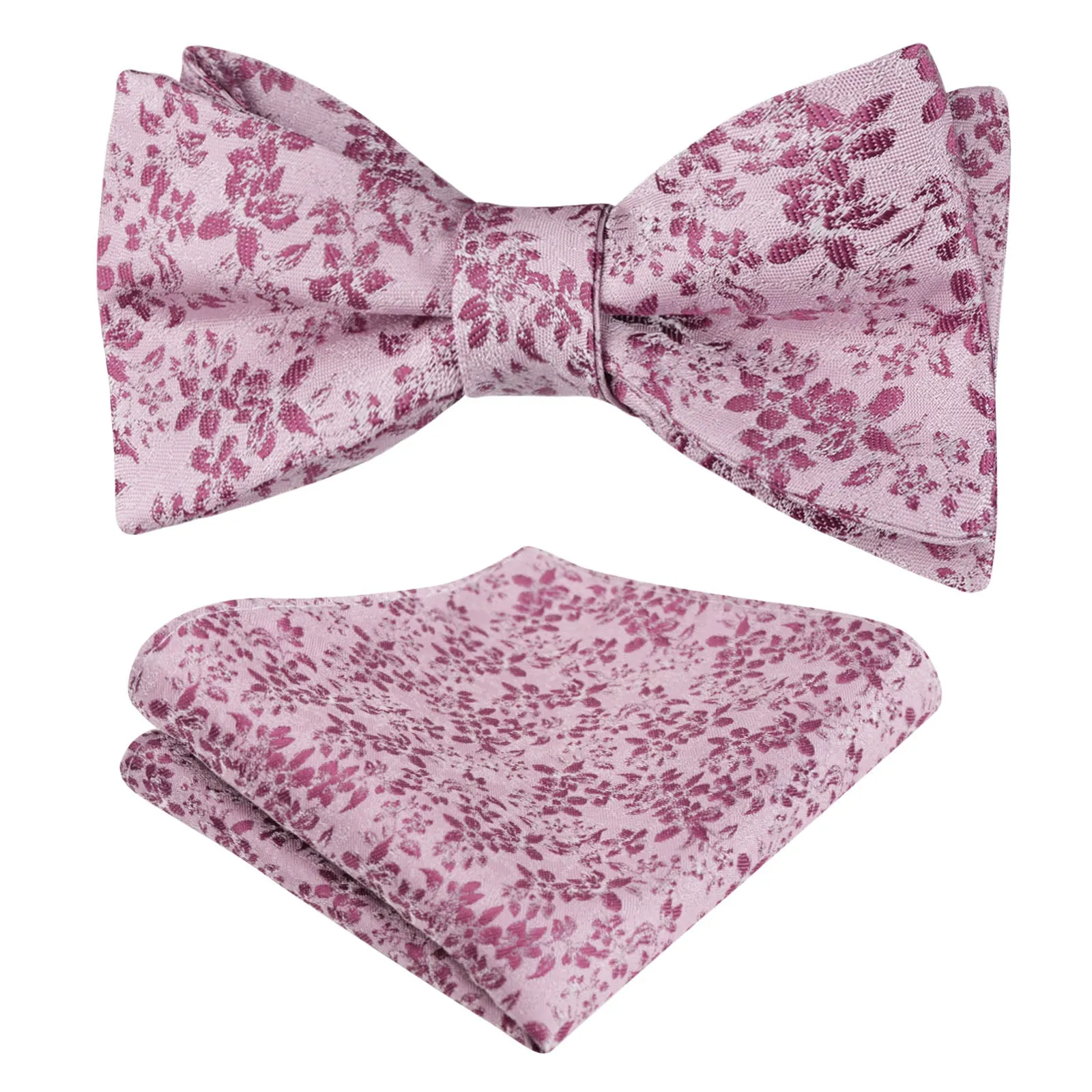Men's Floral Self Tied Bow ties with Flower Patternd Handkerchief Set-046