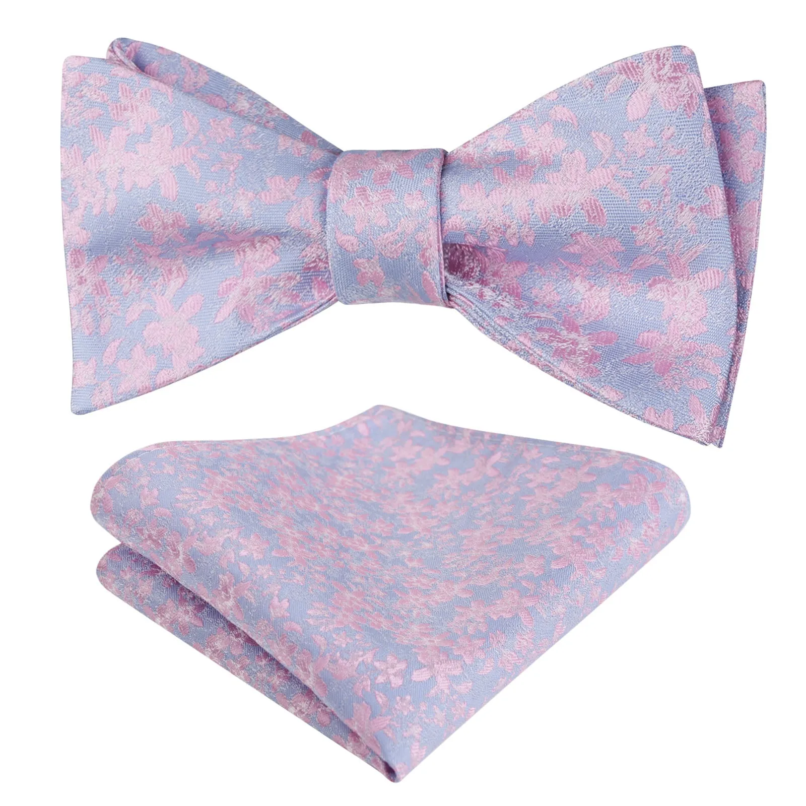 Men's Floral Self Tied Bow ties with Flower Patternd Handkerchief Set-046