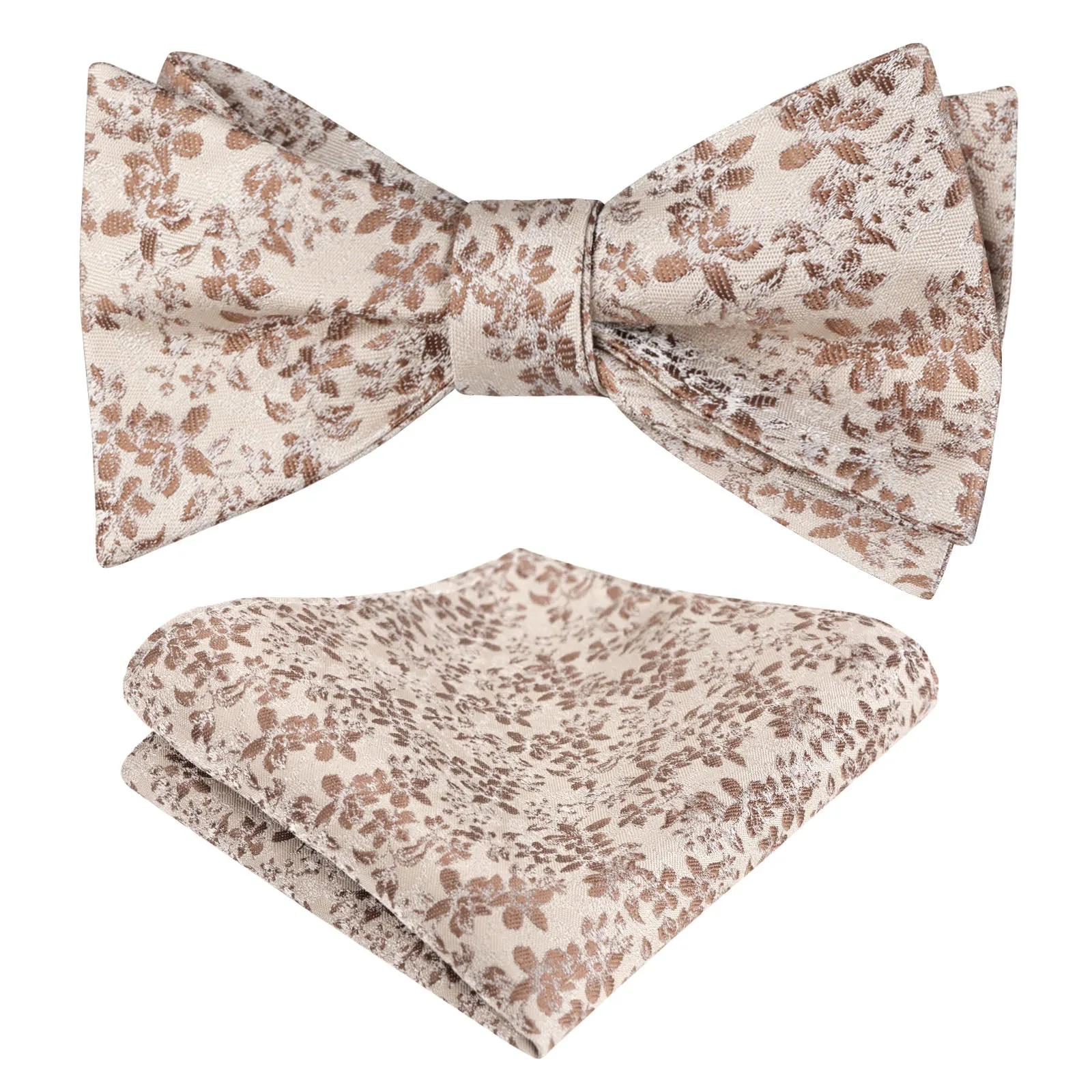 Men's Floral Self Tied Bow ties with Flower Patternd Handkerchief Set-046