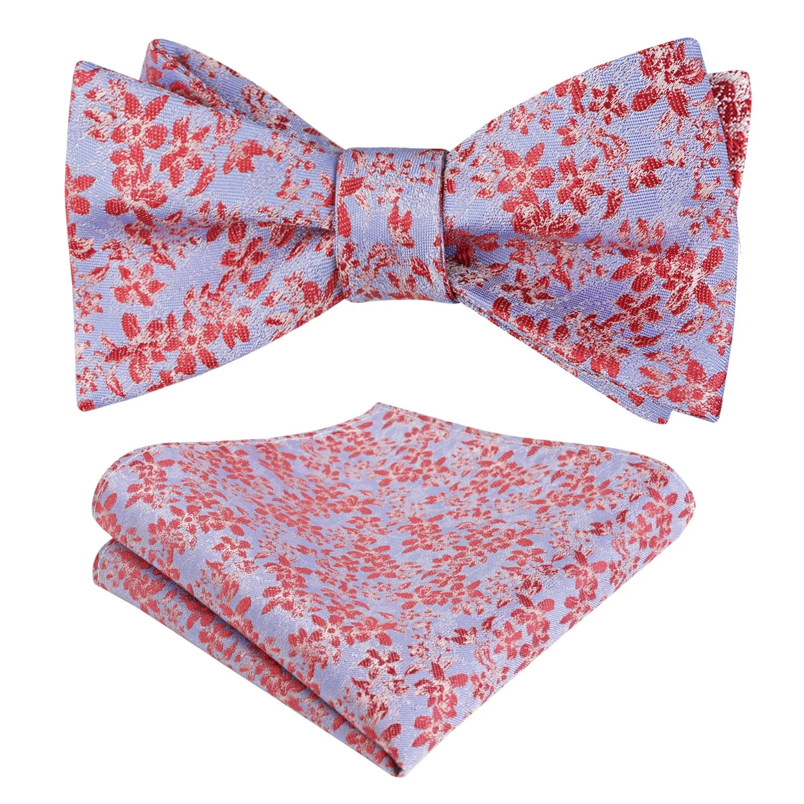 Men's Floral Self Tied Bow ties with Flower Patternd Handkerchief Set-046