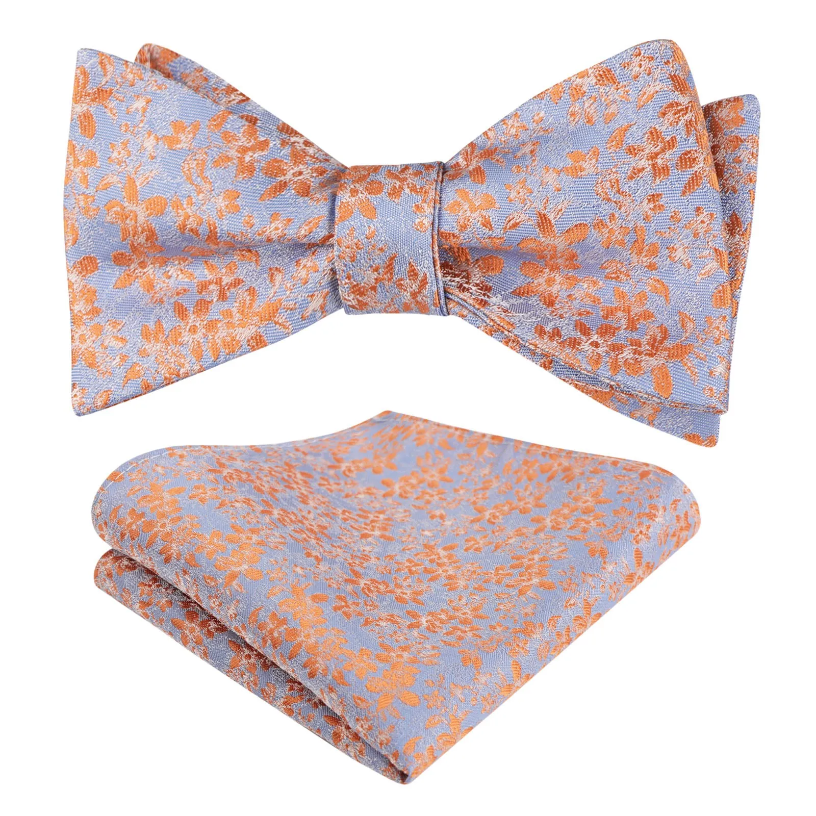 Men's Floral Self Tied Bow ties with Flower Patternd Handkerchief Set-046
