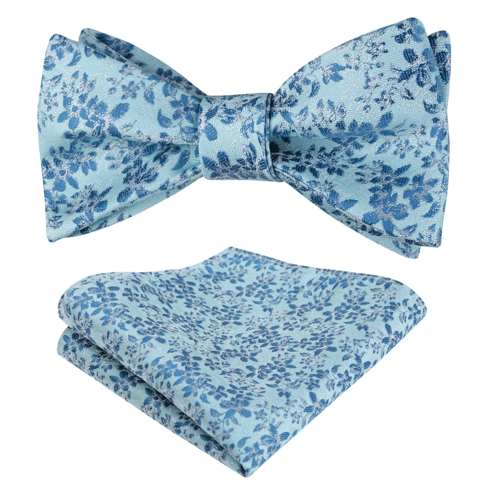 Men's Floral Self Tied Bow ties with Flower Patternd Handkerchief Set-046