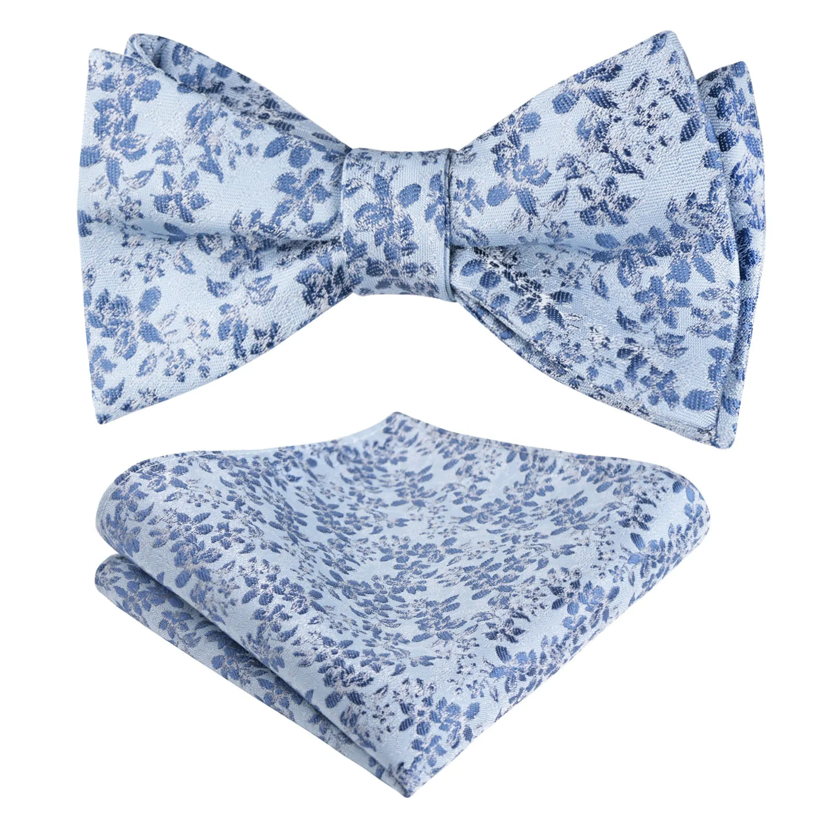 Men's Floral Self Tied Bow ties with Flower Patternd Handkerchief Set-046