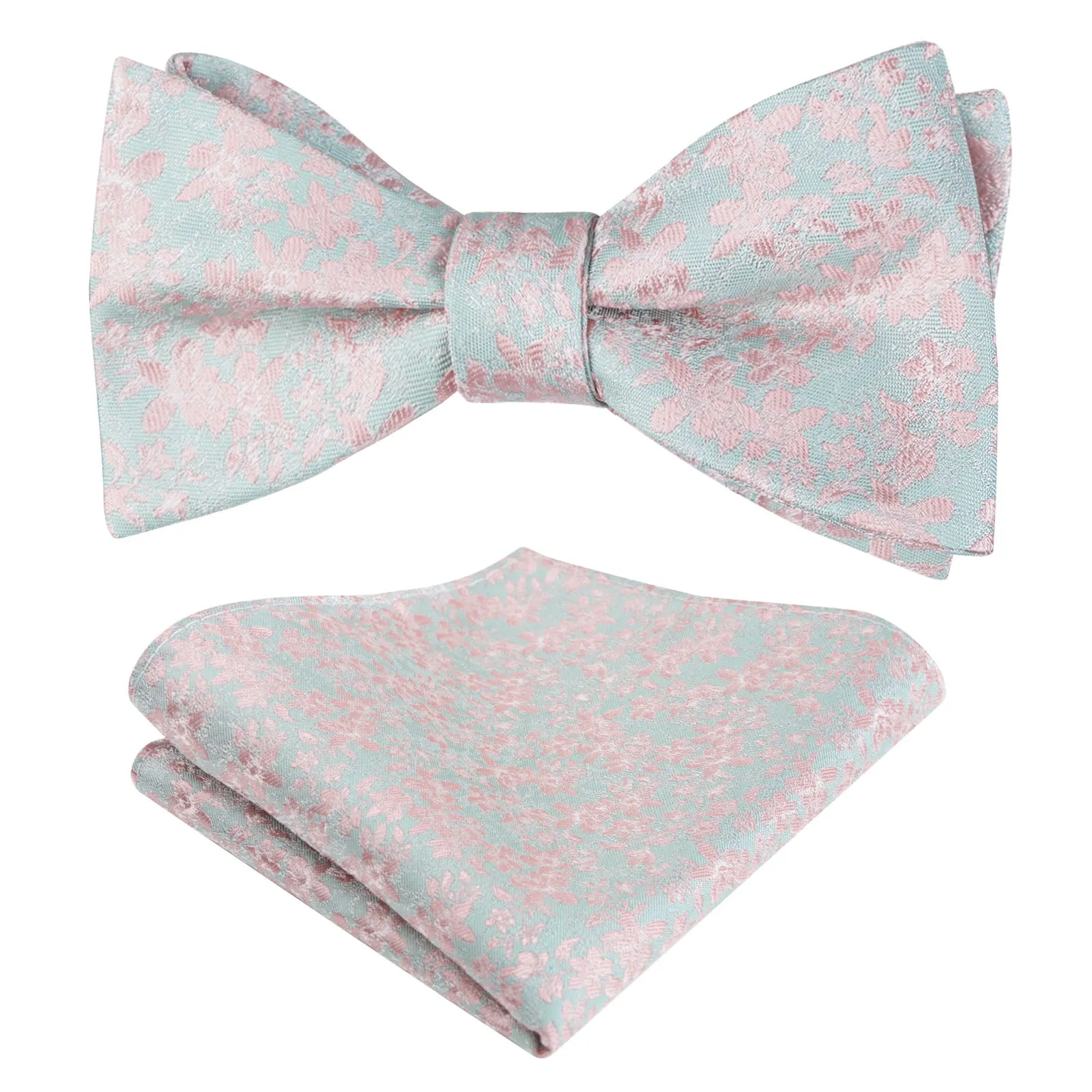 Men's Floral Self Tied Bow ties with Flower Patternd Handkerchief Set-046