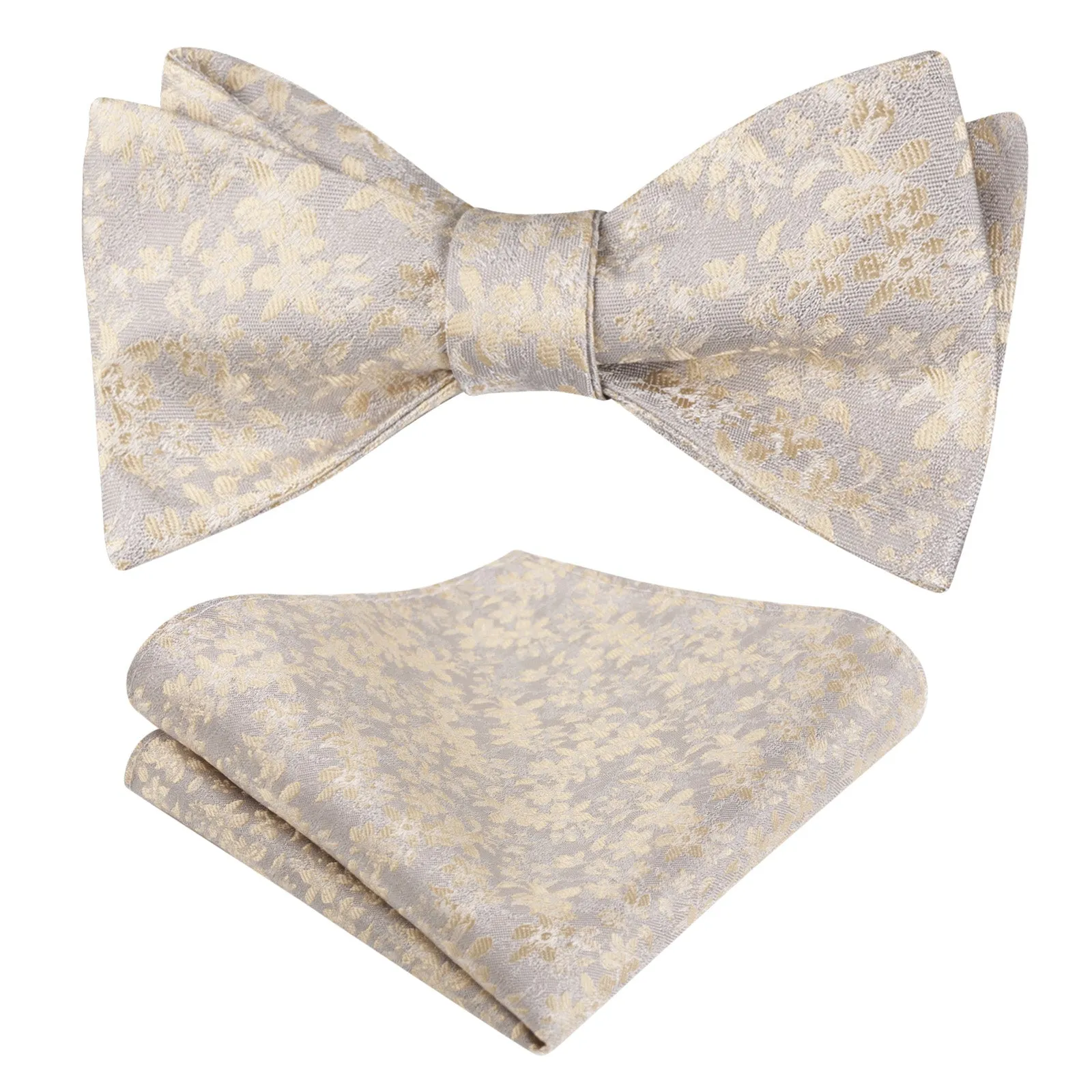Men's Floral Self Tied Bow ties with Flower Patternd Handkerchief Set-046