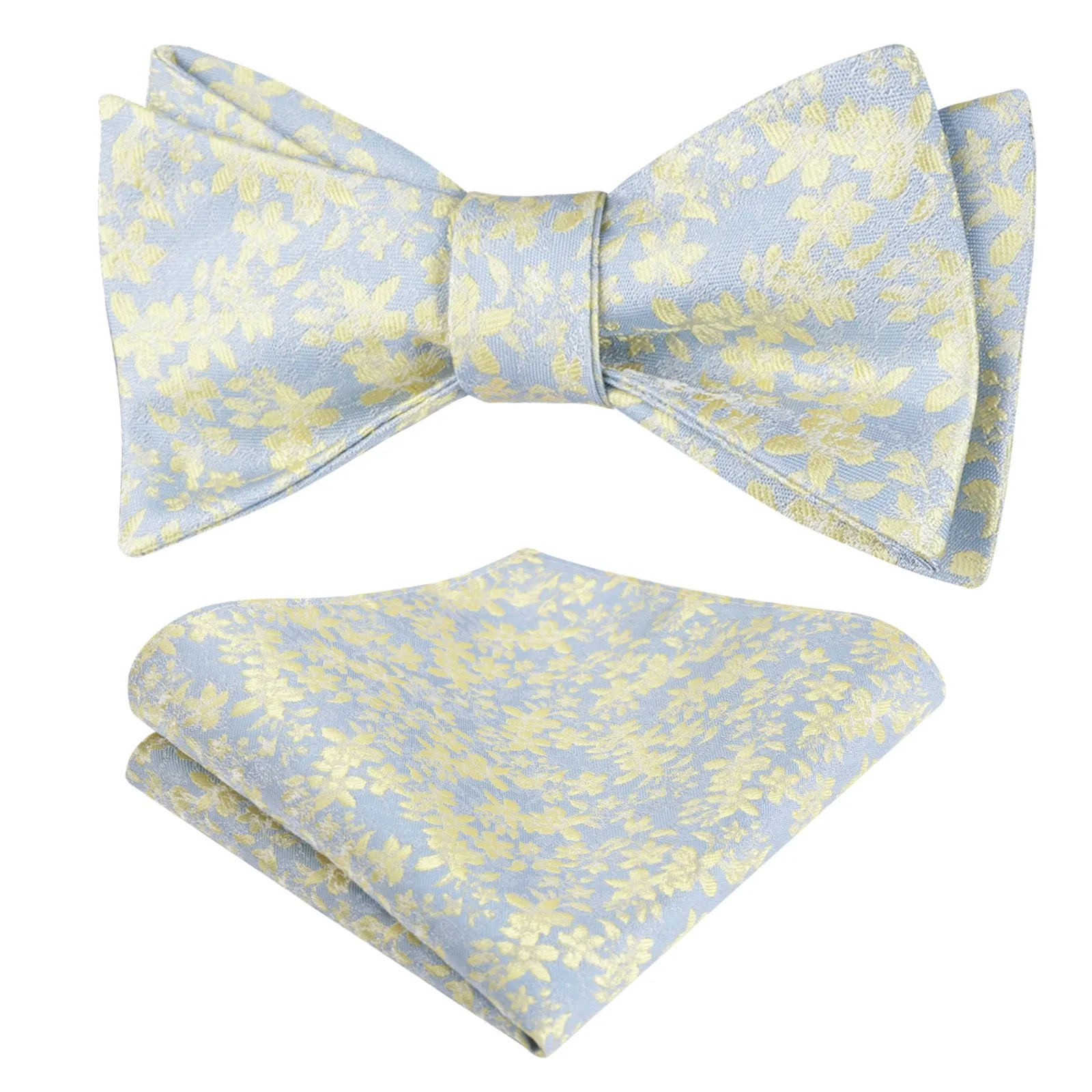 Men's Floral Self Tied Bow ties with Flower Patternd Handkerchief Set-046