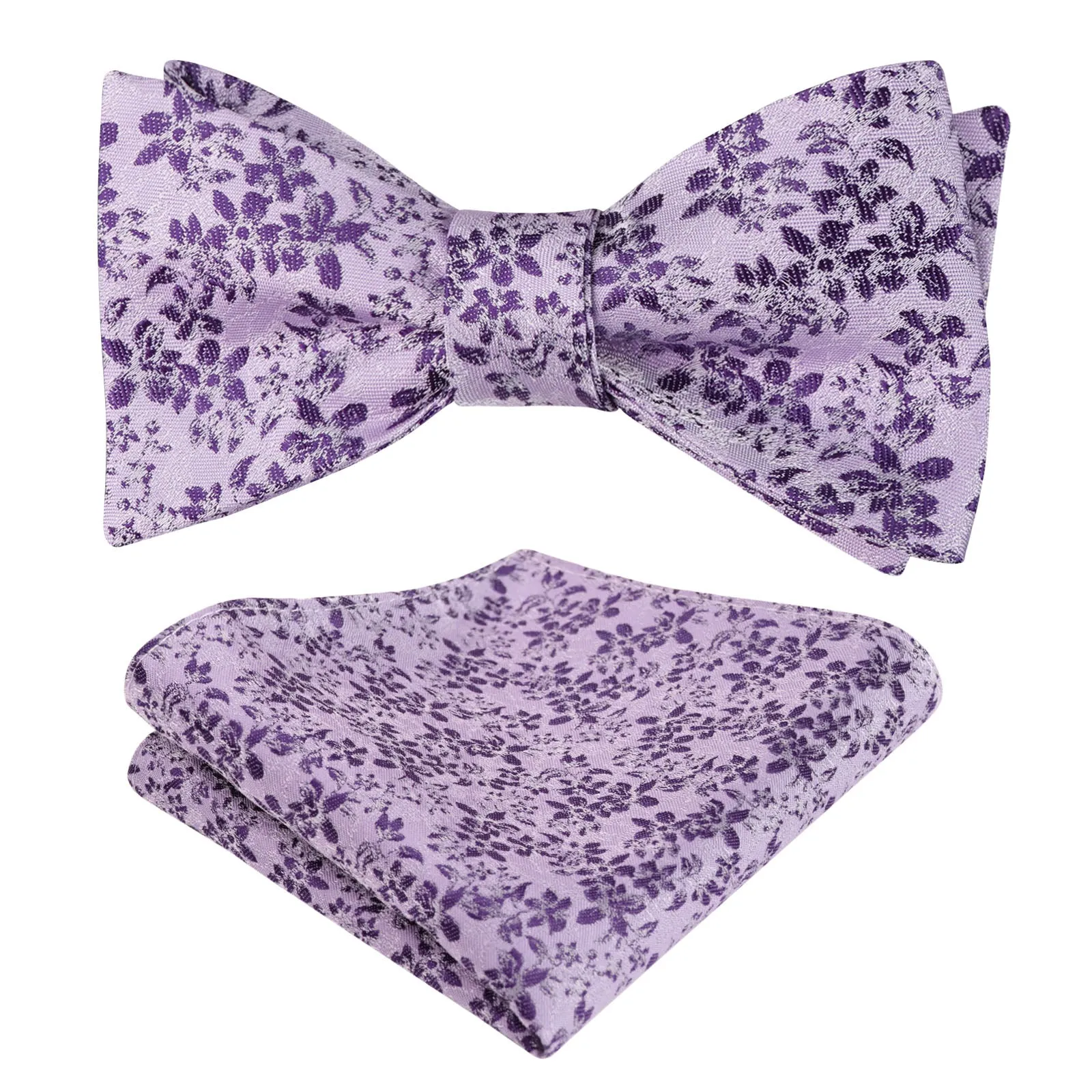 Men's Floral Self Tied Bow ties with Flower Patternd Handkerchief Set-046