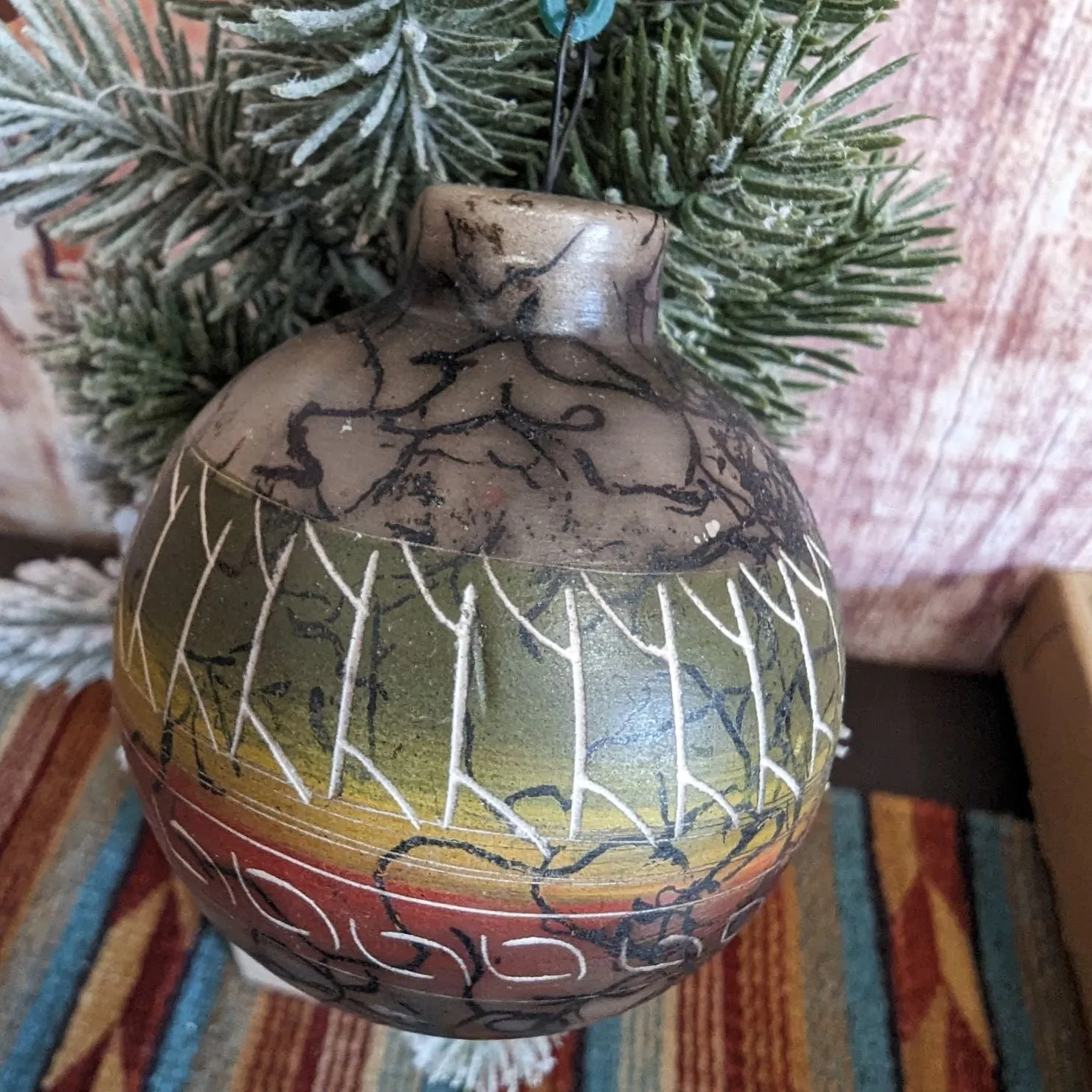 Navajo Horsehair Pottery Ornament by Victoria Tsosie  MZSWT-0131