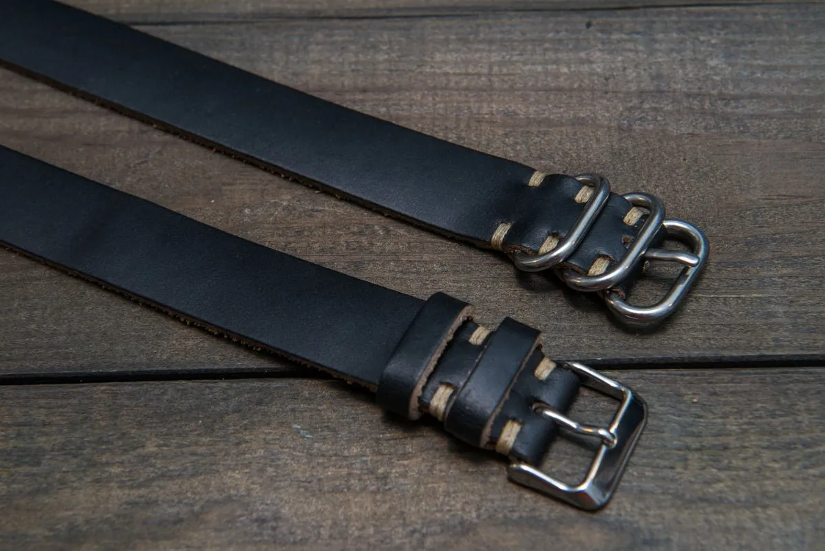 One-piece watch band, Horween Black Chromexcel leather