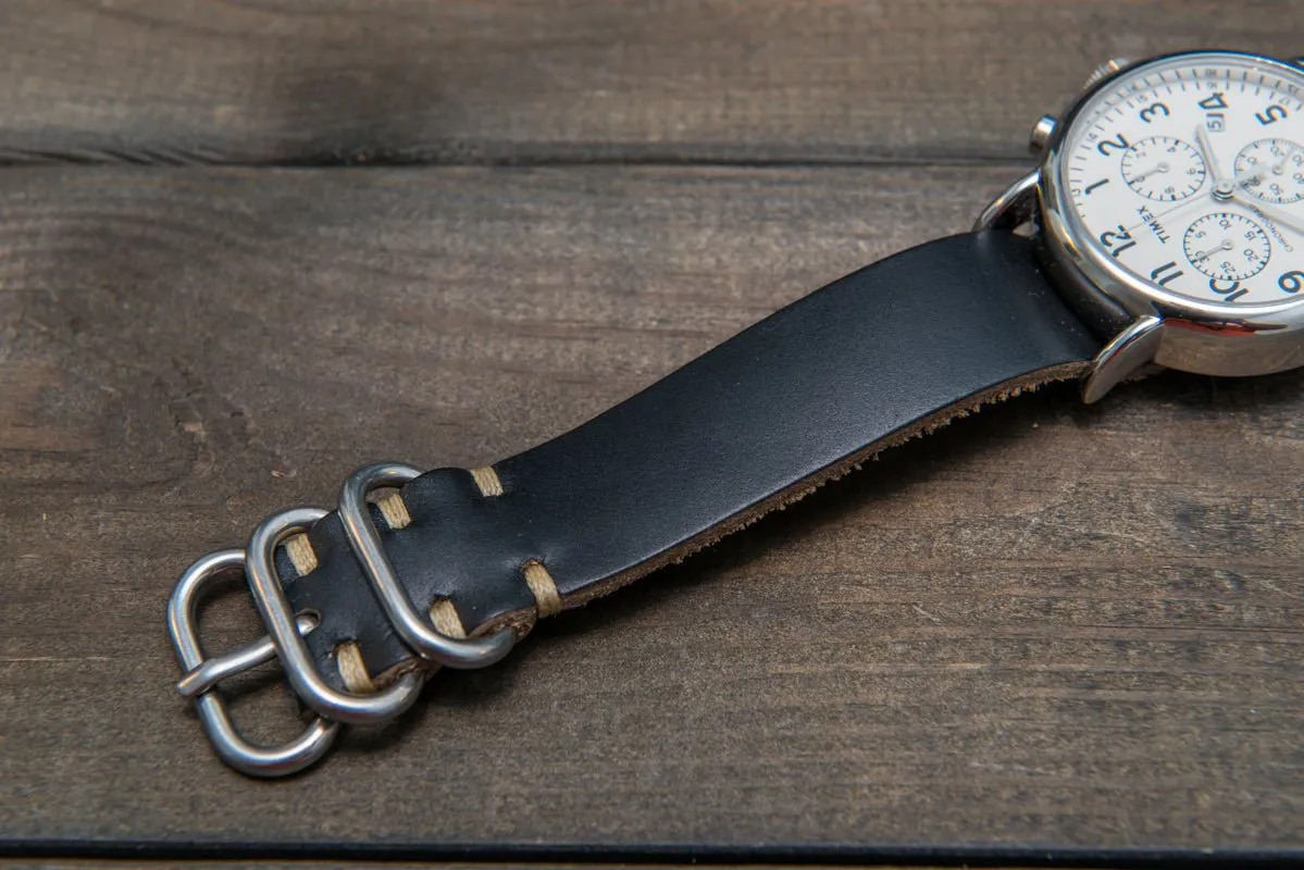 One-piece watch band, Horween Black Chromexcel leather