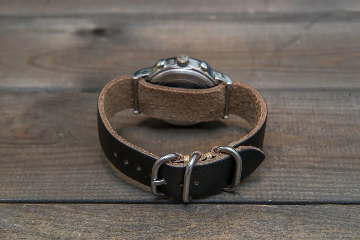 One-piece watch band, Horween Black Chromexcel leather