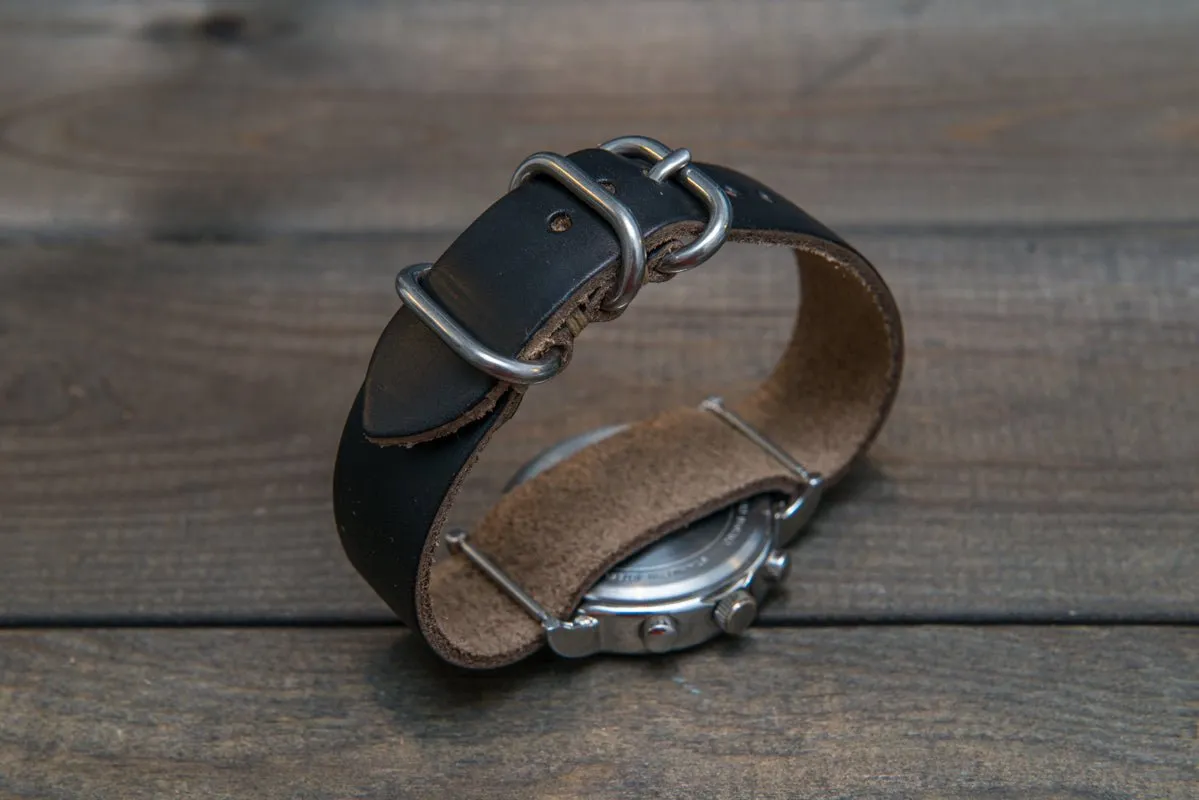 One-piece watch band, Horween Black Chromexcel leather
