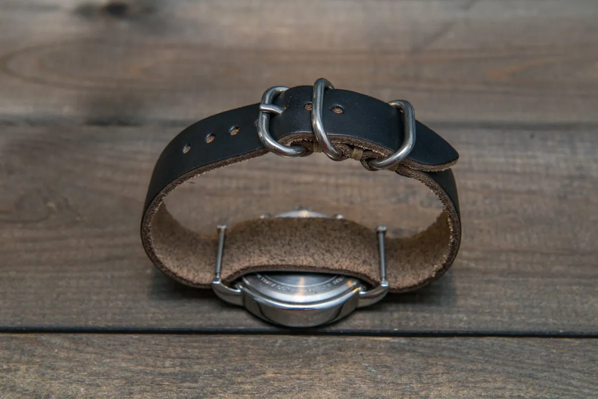One-piece watch band, Horween Black Chromexcel leather