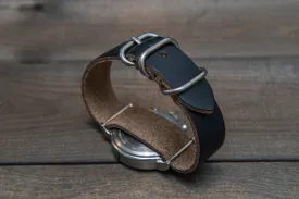 One-piece watch band, Horween Black Chromexcel leather