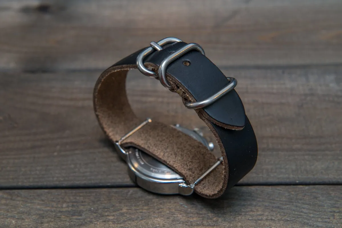 One-piece watch band, Horween Black Chromexcel leather