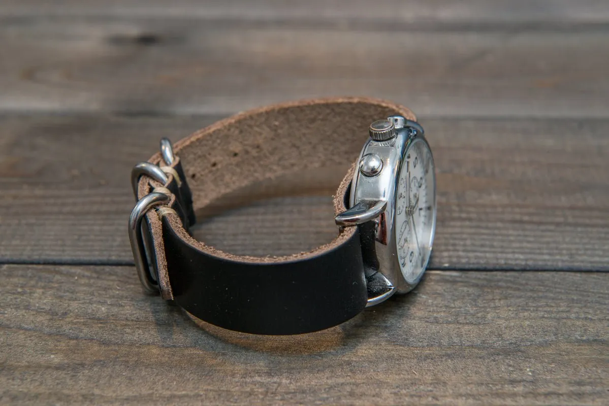 One-piece watch band, Horween Black Chromexcel leather