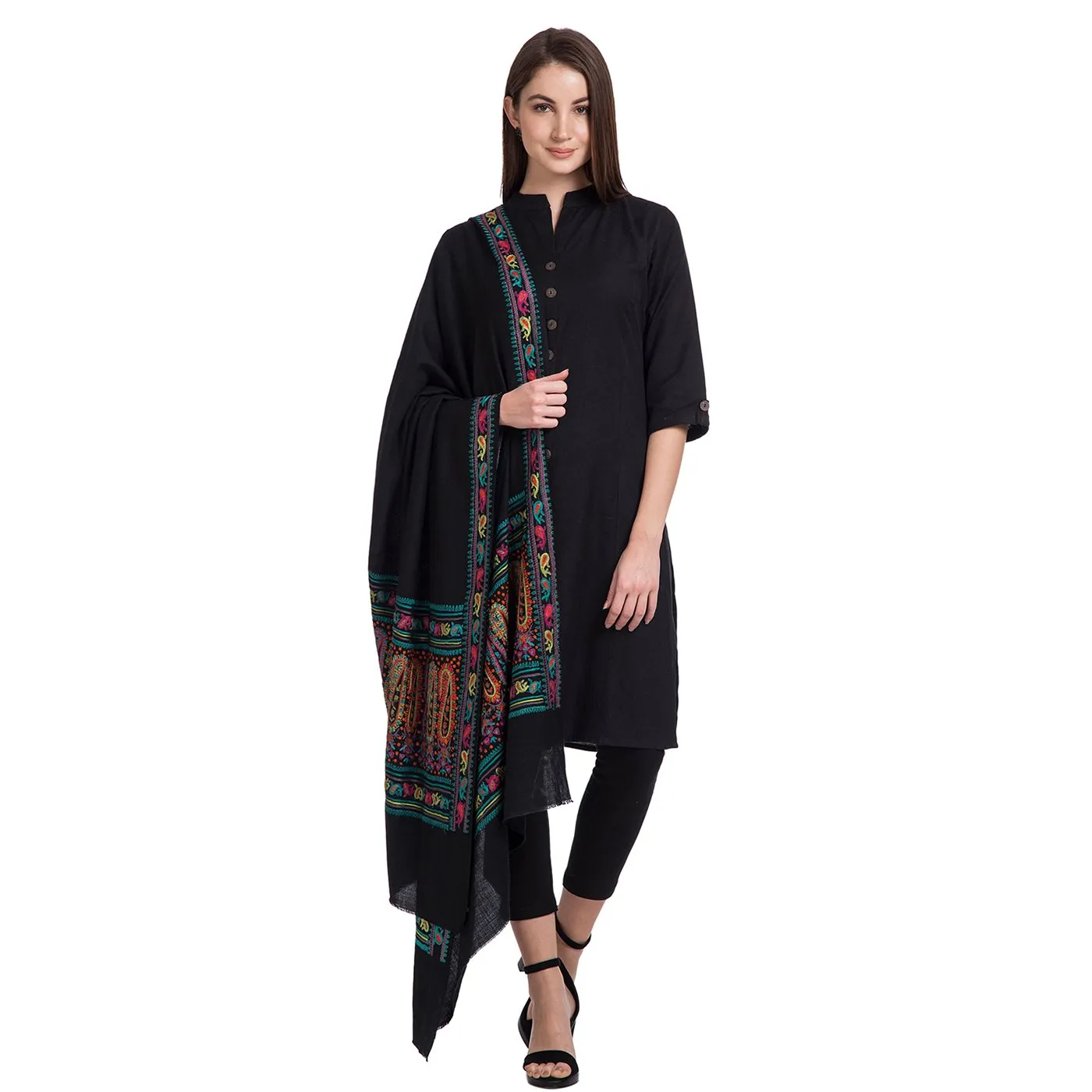 Paisley Fusion Embroidered Shawl