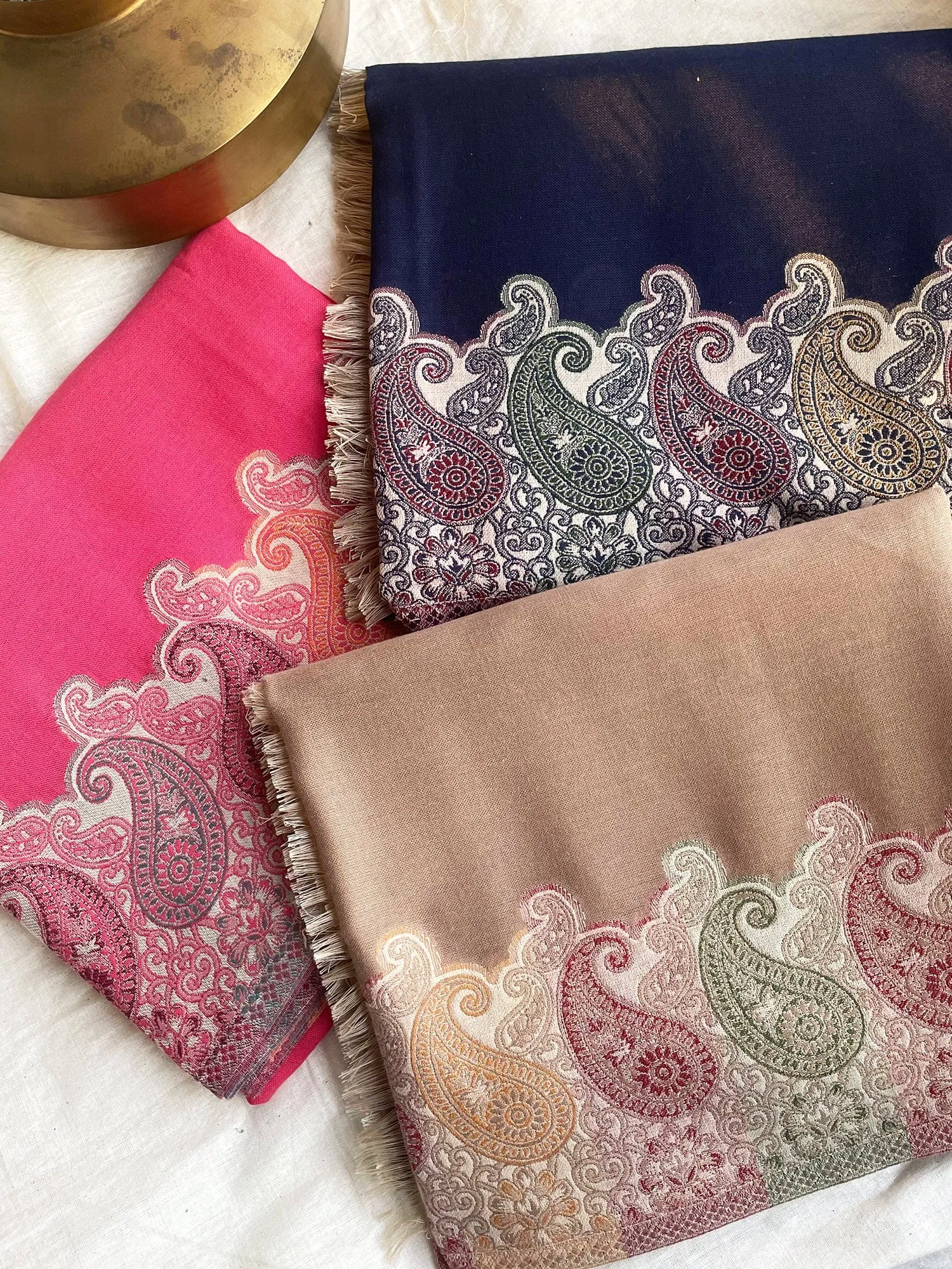 Pink Woven Jacquard Pashmina Shawl