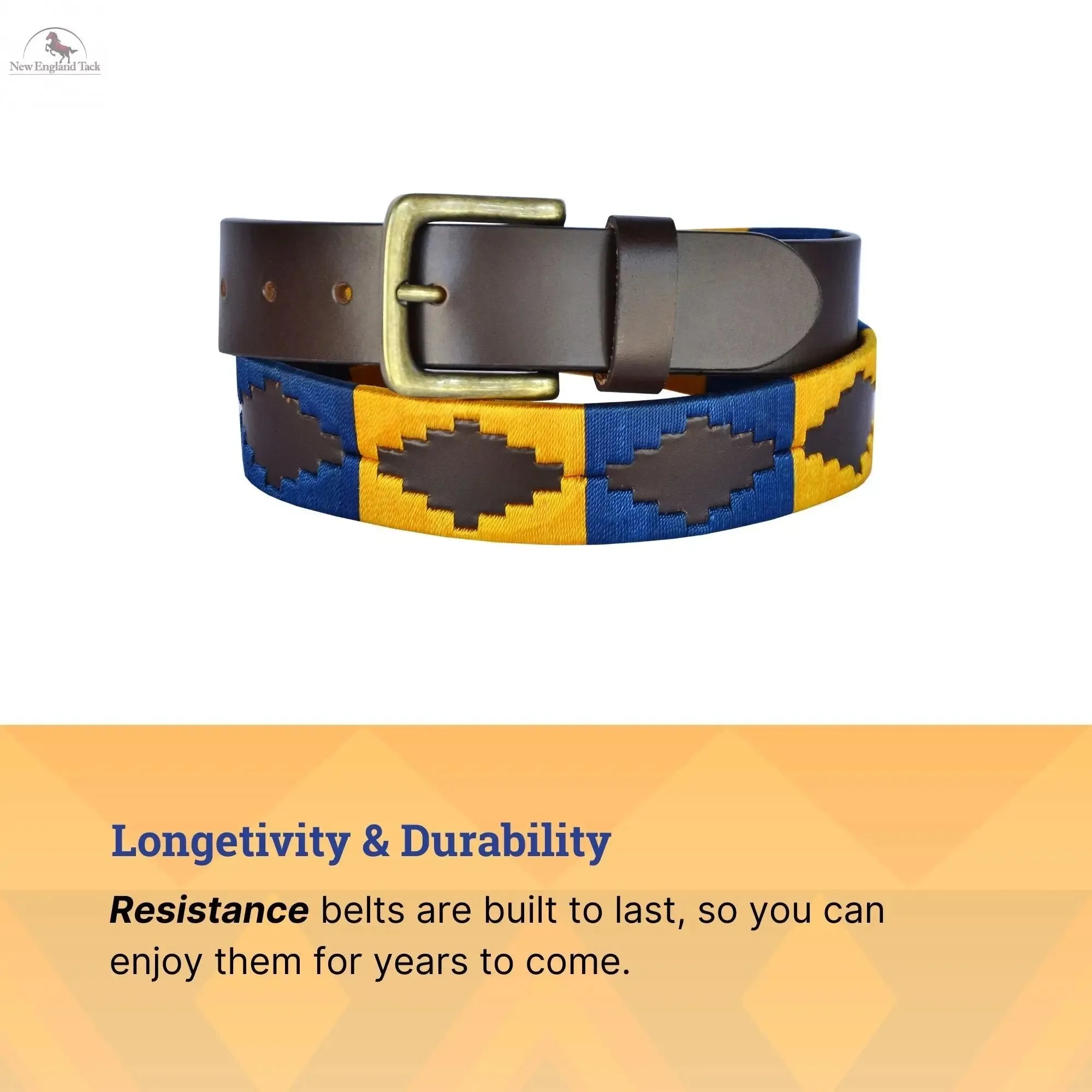 Resistance Polo Belt for Men | Hand Stitched Leather Belt With Colorful Embroidery | Gaucho Style Belt 1.5” Wide