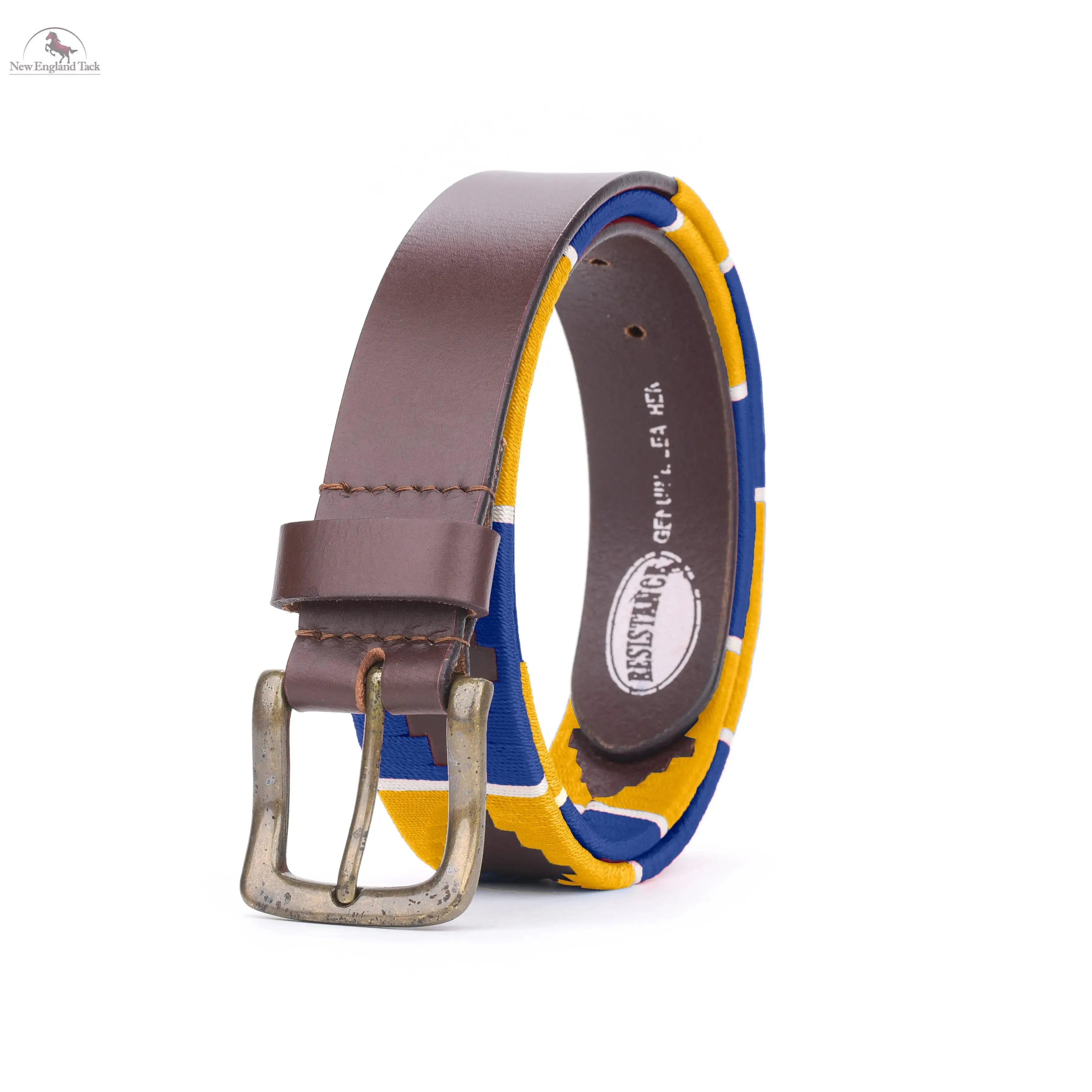 Resistance Polo Belt for Men | Hand Stitched Leather Belt With Colorful Embroidery | Gaucho Style Belt 1.5” Wide