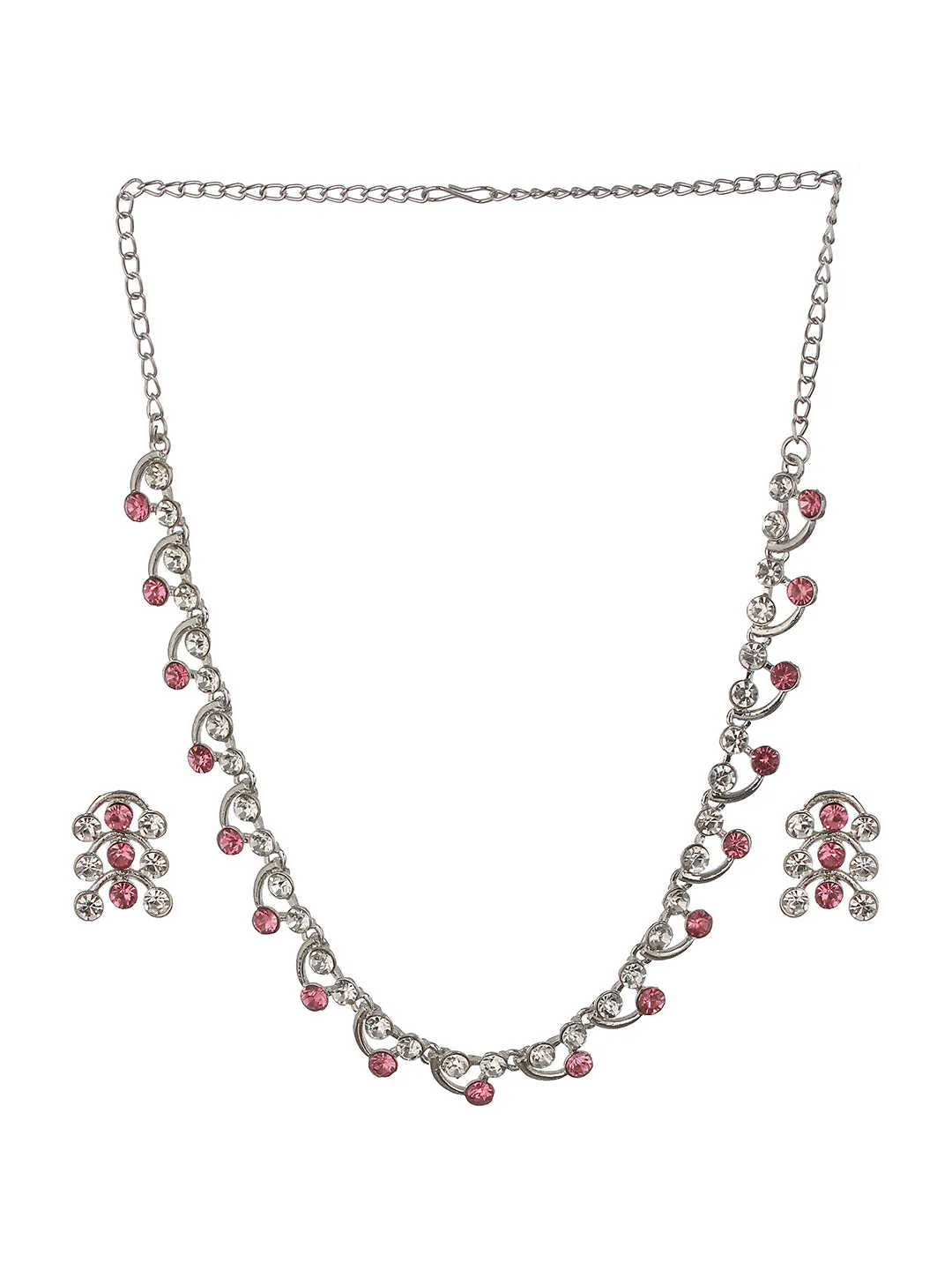 Rhodium-Plated American Diamond Studded Jewellery Set