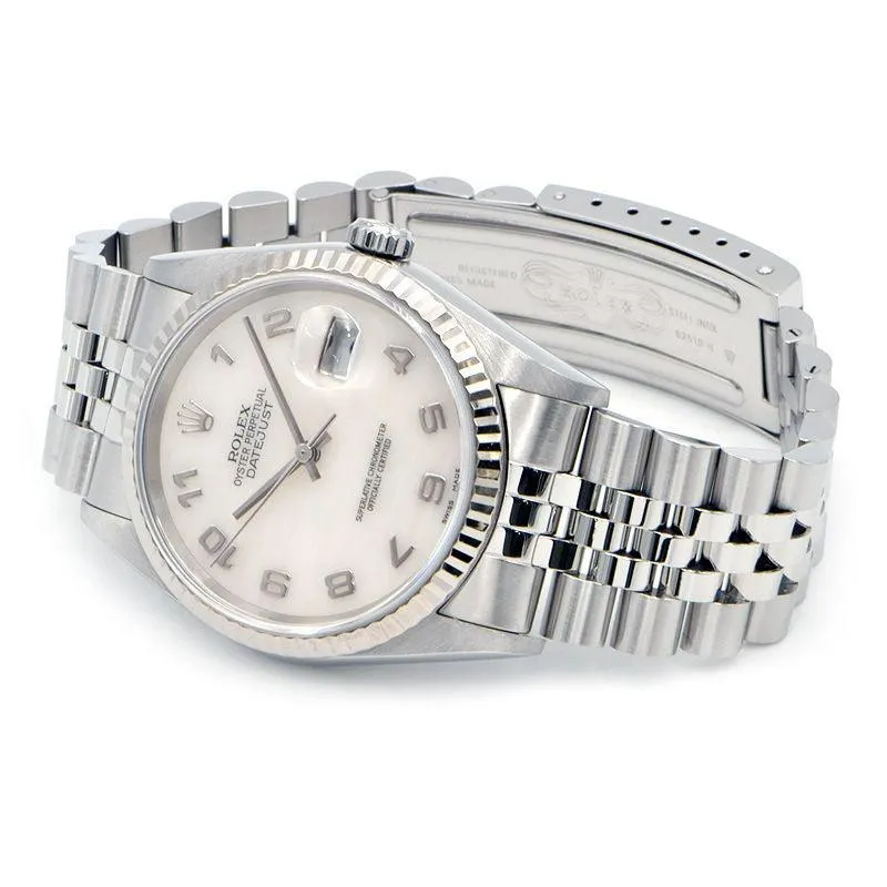 Rolex Datejust 16234 NA A Men's No. K18WG/SS OH/New Polished White Shell Dial Automatic Watch Used Free Shipping