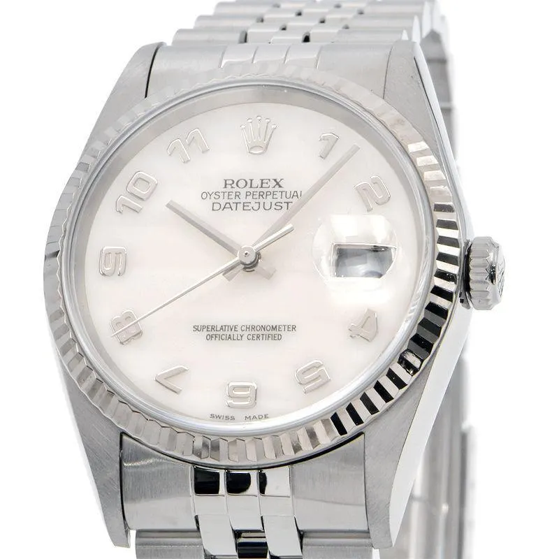 Rolex Datejust 16234 NA A Men's No. K18WG/SS OH/New Polished White Shell Dial Automatic Watch Used Free Shipping