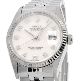 Rolex Datejust 16234 NA A Men's No. K18WG/SS OH/New Polished White Shell Dial Automatic Watch Used Free Shipping
