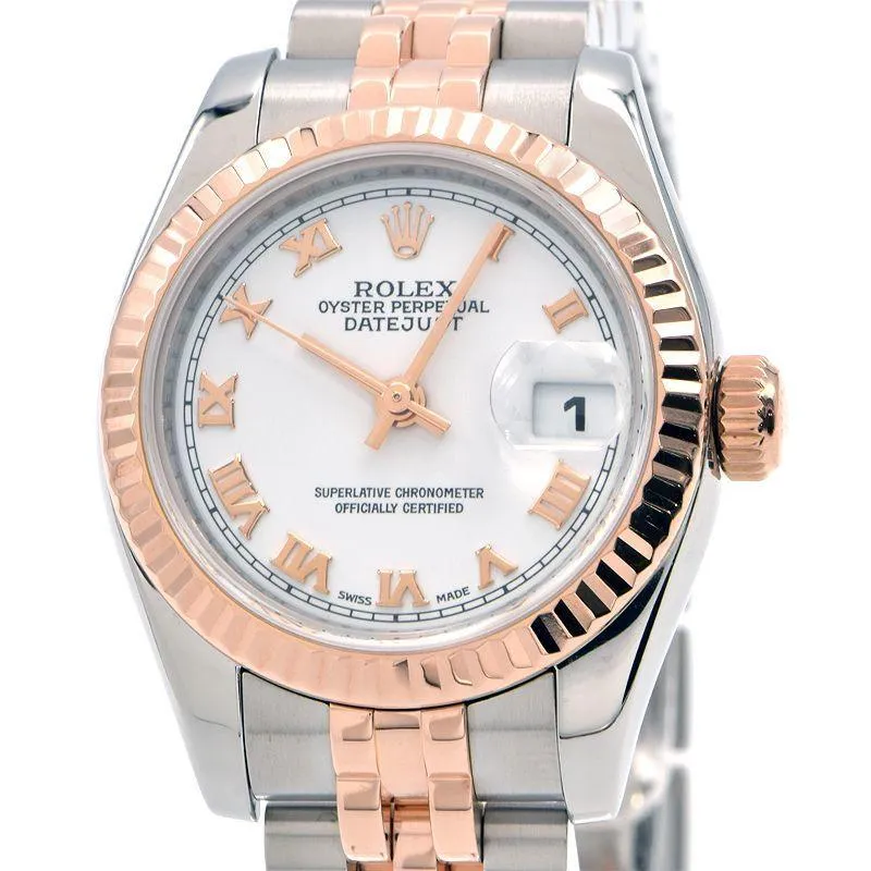 Rolex Ladies Datejust 26 179171 V No. Overhauled K18PG/SS White Dial Combi Automatic Watch Used Free Shipping