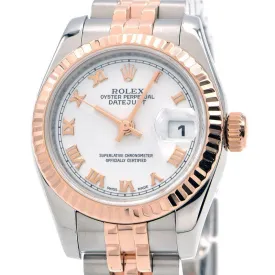 Rolex Ladies Datejust 26 179171 V No. Overhauled K18PG/SS White Dial Combi Automatic Watch Used Free Shipping