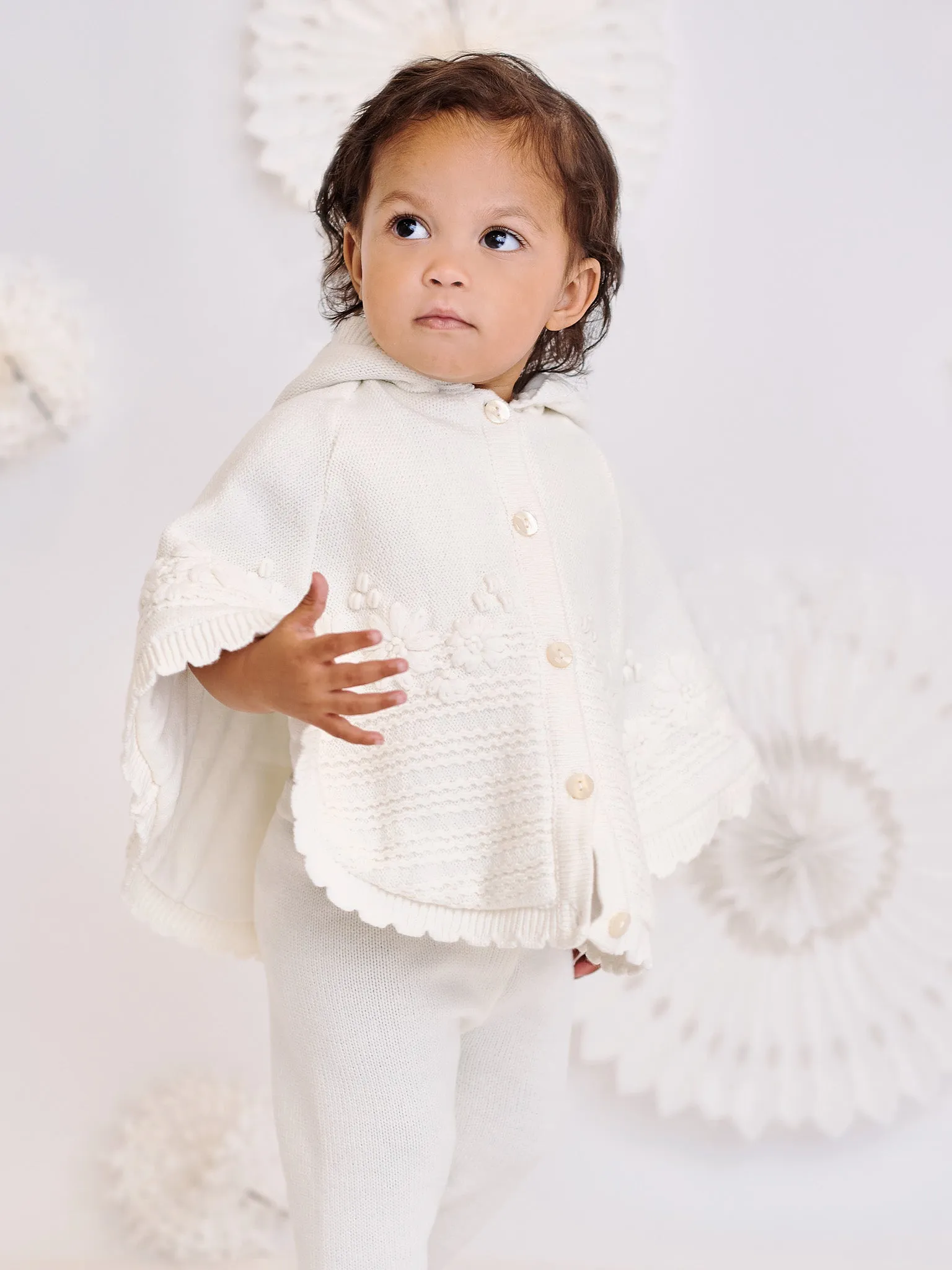 Sarah Louise Ivory Knitted Poncho