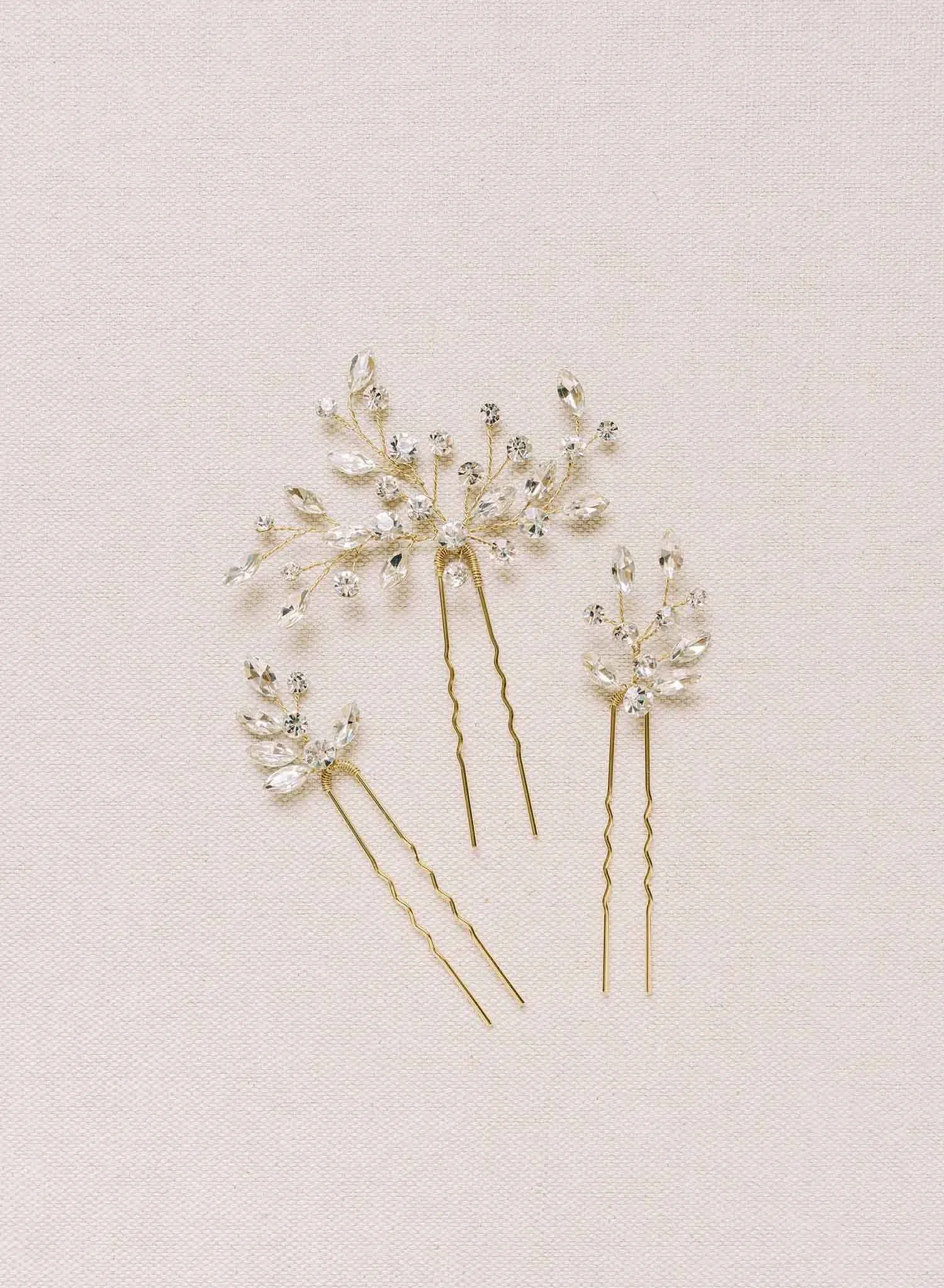 Sparkling crystal droplets hair pin set of 3 - Style #2115
