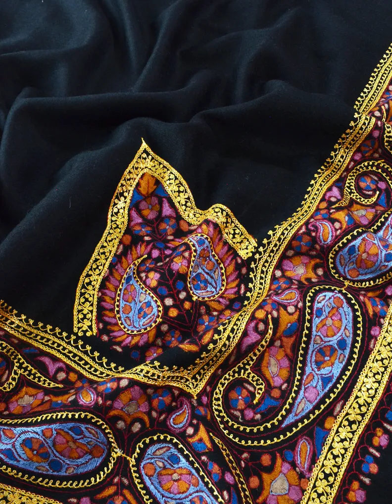 Tila & Emb. Black Shawl 5328